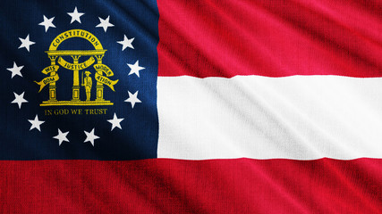 USA State Georgia flag is waving 3D rendering.