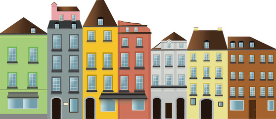  set of different colored houses