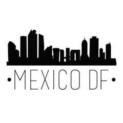 Fototapeta premium Mexico D.F. Skyline Silhouette Skyline Stamp Vector City Design.