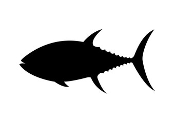 Tuna silhouette on a white background. Vector illustration