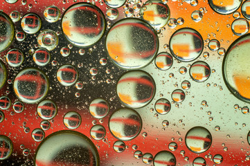 Oil in water, color background, macro