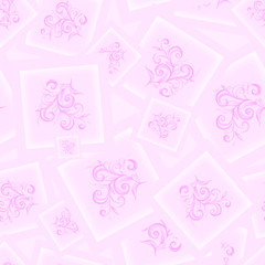 Seamless pattern with flower branches and squares 