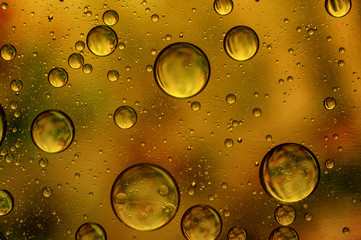 Oil in water, color background, macro