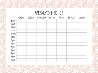 Weekly Schedule Planer Template.
