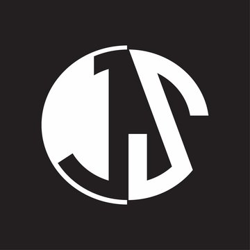 JS Logo monogram with Negative space style design tempate