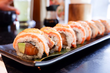Fresh salmon roll with avocado