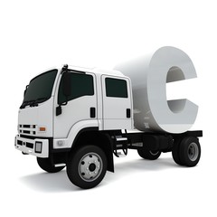 3D illustration of truck with letter C