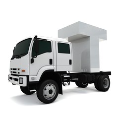 3D illustration of truck with letter T