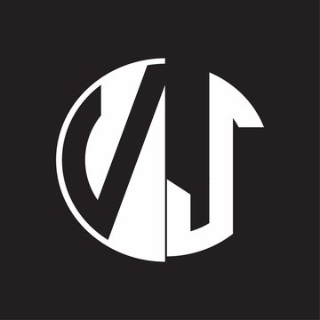 VJ Logo monogram with Negative space style design tempate