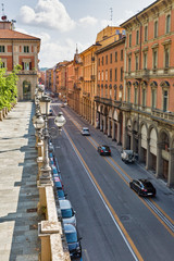 Independence street in Bologna, Italy.