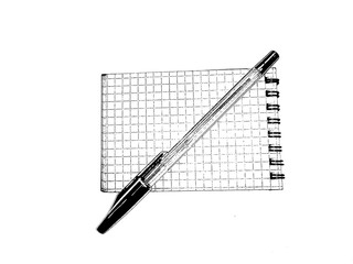 drawn notebook with pen