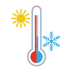 thermometer for measuring heat and cold on a white background