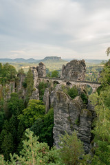 Fototapeta na wymiar Vertical view of the Bastei bridge
