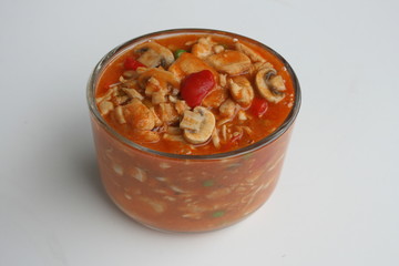 Putengulasch mit Champignons