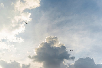 Blue sky color with clouds background photo