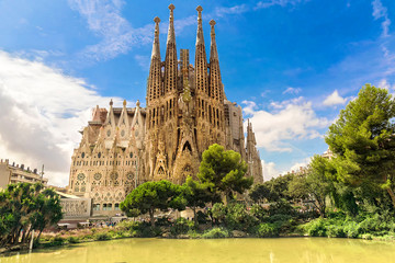 BARCELONA, SPAIN - SEPTEMBER 15: Sagrada Familia of 2015 in Barcelona. Sagrada a surname - the most known the buildings created by Antoni Gaudi.
