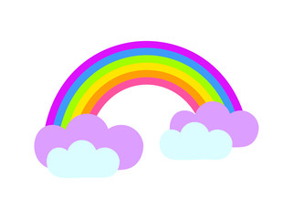 Bright rainbow icon flat cartoon style. Vector illustration