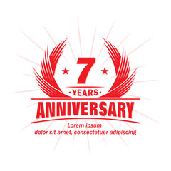 7 years logo design template. 7th anniversary vector and illustration.