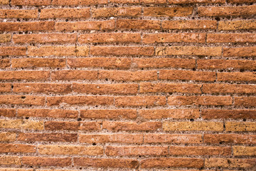 weathered brown textured brick wall with copy space