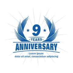 9 years logo design template. 9th anniversary vector and illustration.