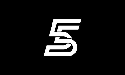 Black White number 55 or five logo design template