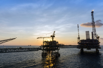 Fototapeta na wymiar Seascape of an oil field