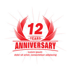 12 years logo design template. 12th anniversary vector and illustration.