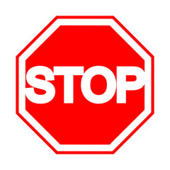 A red octagonal stop sign, STOP prohibits