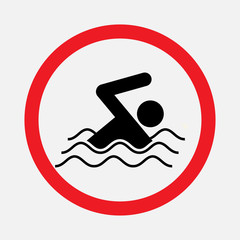icon swim, no swimming, fully editable vector