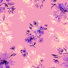Fototapeta na wymiar Watercolor seamless pattern. Illustration. Flowers