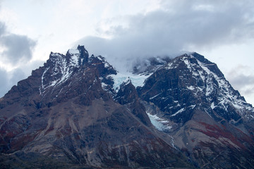 View of the Torres del Paine mountains in autumn, Torres del Paine National Park, Chile