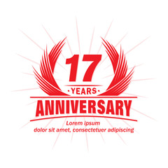 17 years logo design template. 17th anniversary vector and illustration.