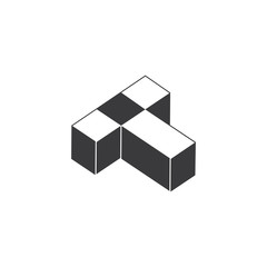 letter t emerge 3d design logo vector