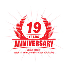 19 years logo design template. 19th anniversary vector and illustration.