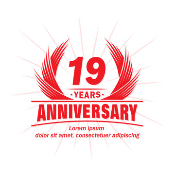 19 years logo design template. 19th anniversary vector and illustration.