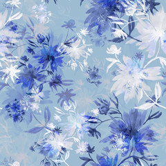 Fototapeta premium Watercolor seamless pattern. Illustration. Flowers