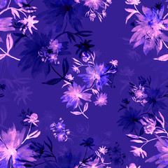 Fototapeta na wymiar Watercolor seamless pattern. Illustration. Flowers