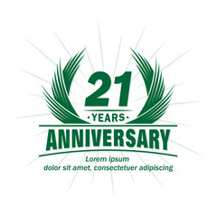 21 years logo design template. 21st anniversary vector and illustration.