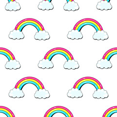 Fairytale seamless pattern. Cute  rainbow. Vector illustration