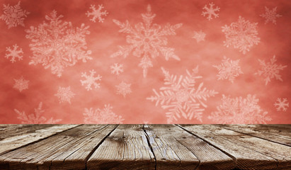 Empty old wooden table background - christmas background