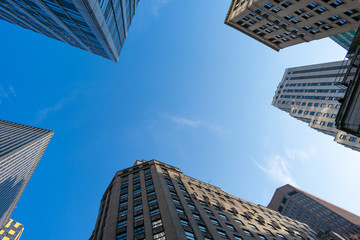 Fototapeta na wymiar Skyscrapers in the Financial District of New York City