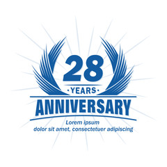 28 years logo design template. 28th anniversary vector and illustration.