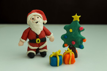 step by step making Santa Claus  with play dough for children's activity and Christmas ,nursery or kindergarten lesson plasticine concept.