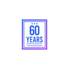 60 Years Anniversary Blue Square Design Logo Vector Template Illustration
