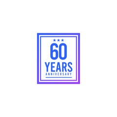 60 Years Anniversary Blue Square Design Logo Vector Template Illustration