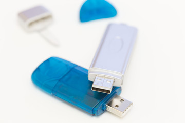 Fototapeta premium USB pen stick, white background