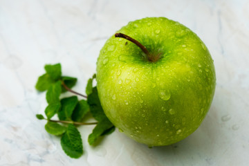 fresh green Apple with mint