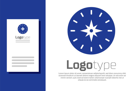 Blue Compass icon isolated on white background. Windrose navigation symbol. Wind rose sign. Logo design template element. Vector Illustration