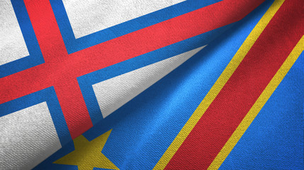 Faroe Islands and Congo Democratic Republic two flags textile cloth
