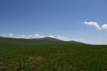 mountain landscape with blue sky and clouds